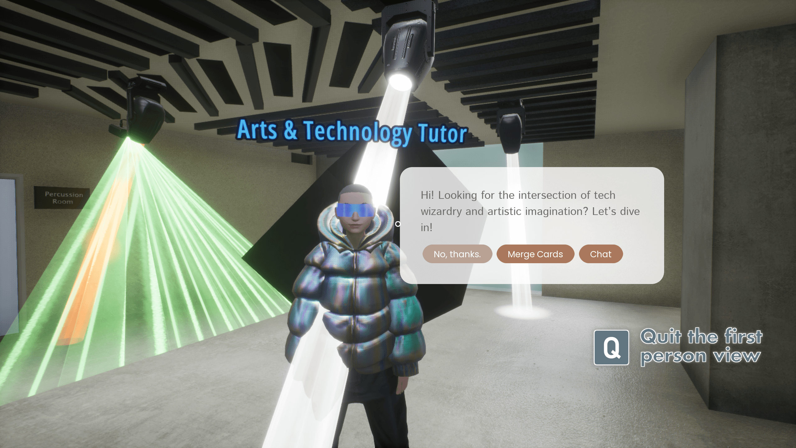 MetaClues in-world tutor scene